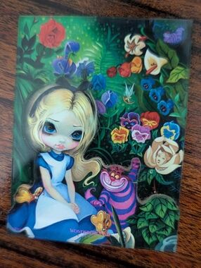 Alice in Wonderland Inspired Art Print - Colorful Floral Scene Magnet